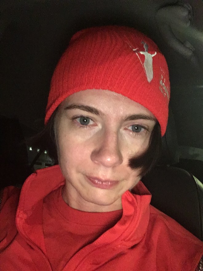 Devon after a three mile run and practicing gratitude.